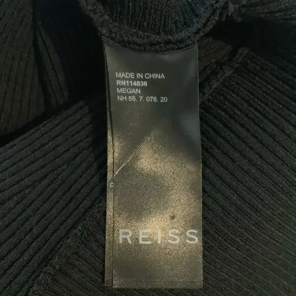 Reiss Megan Bardot Black Off The Shoulder Ribbed Knit Short Sleeve Top Large - Picture 7 of 8